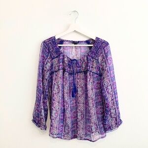 American Eagle Pretty Women’s Long Sleeve Blouse Spring Floral Top Bohemian L